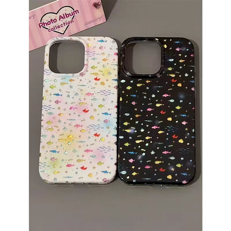 ins风梦幻鱼群适用苹果17promax冰川手机壳iPhone16新款15/14pro全包防摔12/11华为P70vivo小米15PROoppo保护
