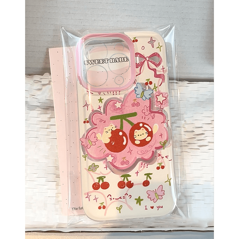 可爱樱桃小猫咪苹果手机壳