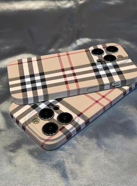 简约格子纹适用iPhone16pro苹果16promax菲林手机壳16/15/14plus全包13/12/11硬壳Xxr华为vivo小米15oppo防摔
