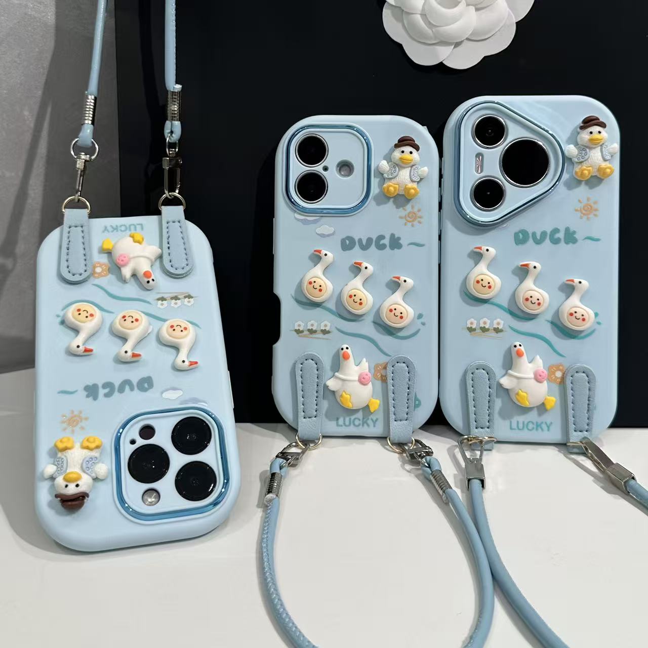 一群鹅挂绳适用苹果17promax/16promax/15promax胖子17pro/16pro/15pro手机壳华为p70vivo小米oppo防摔保护套