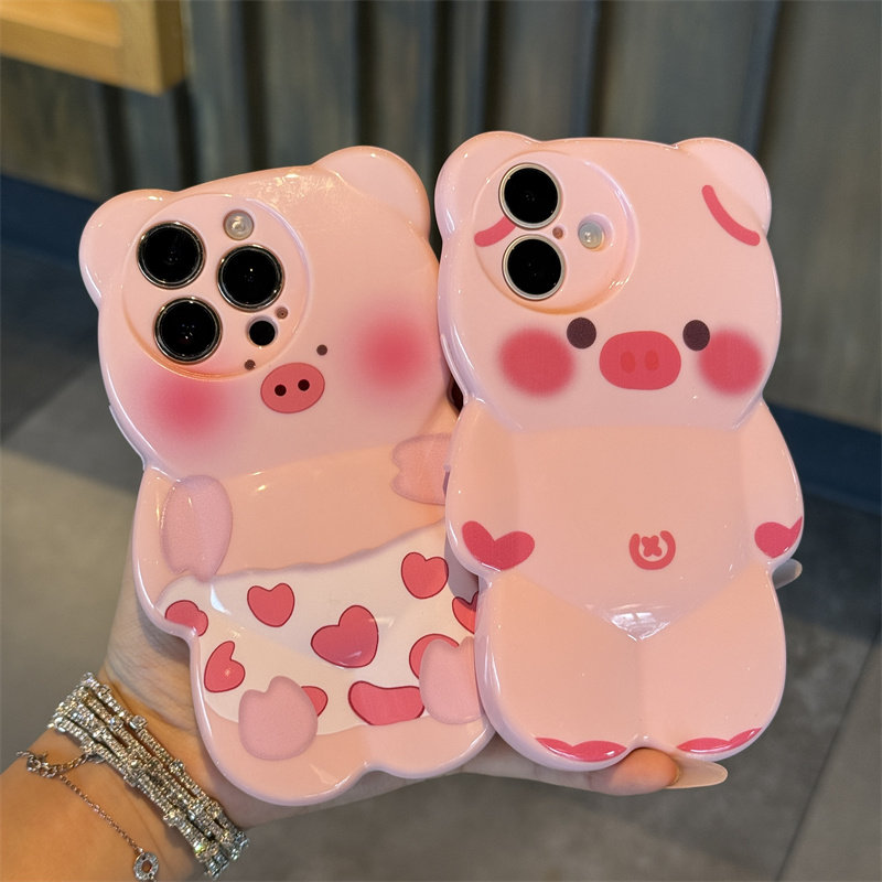 搞怪裤衩小猪适用苹果17/18proma小熊手机壳iPhone16/15/14/13pro小众创意高级个性男女网红全包防摔保护套潮