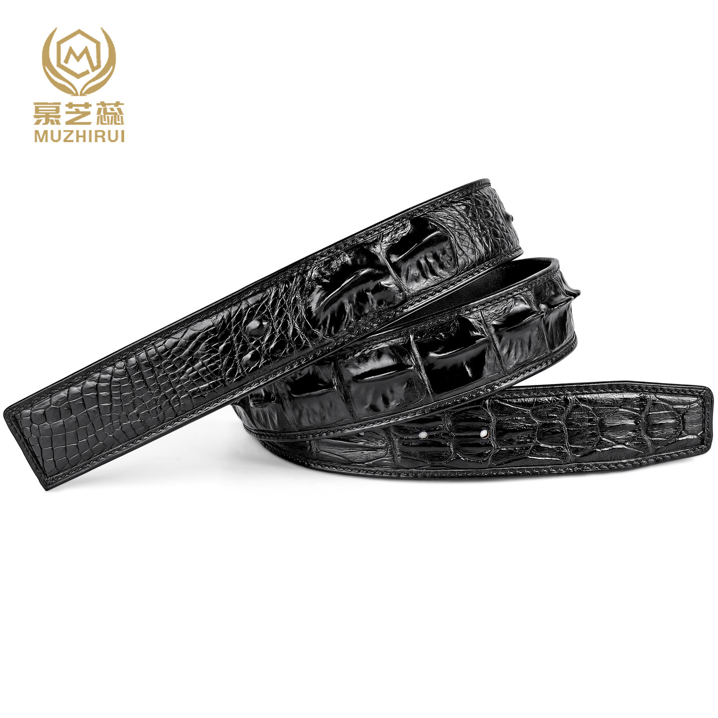 慕芝蕊男士鳄鱼皮带不带扣头
