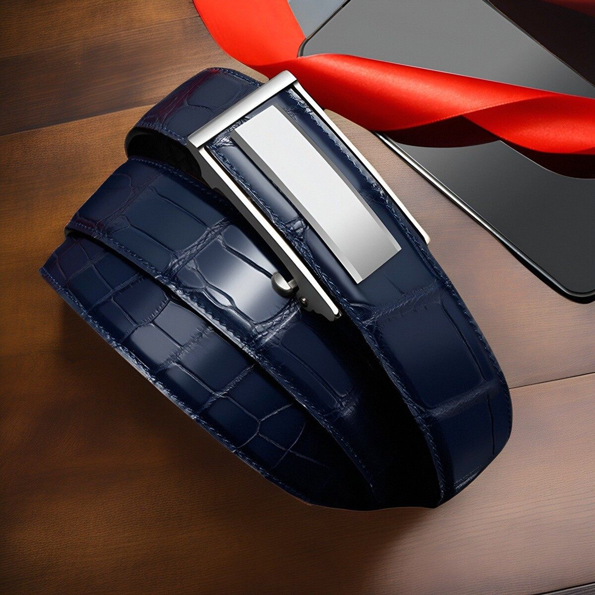 进口尼罗鳄肚皮男士皮带真皮钨钢自动扣高档品牌正品商务裤腰带潮