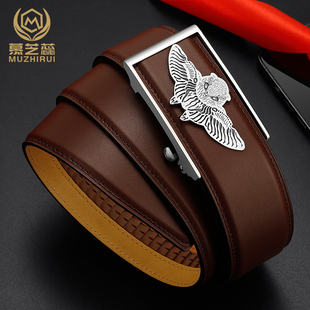 商务潮流裤 牌钨钢自动扣西装 腰带 真皮头层软牛皮高档正品 皮带男士