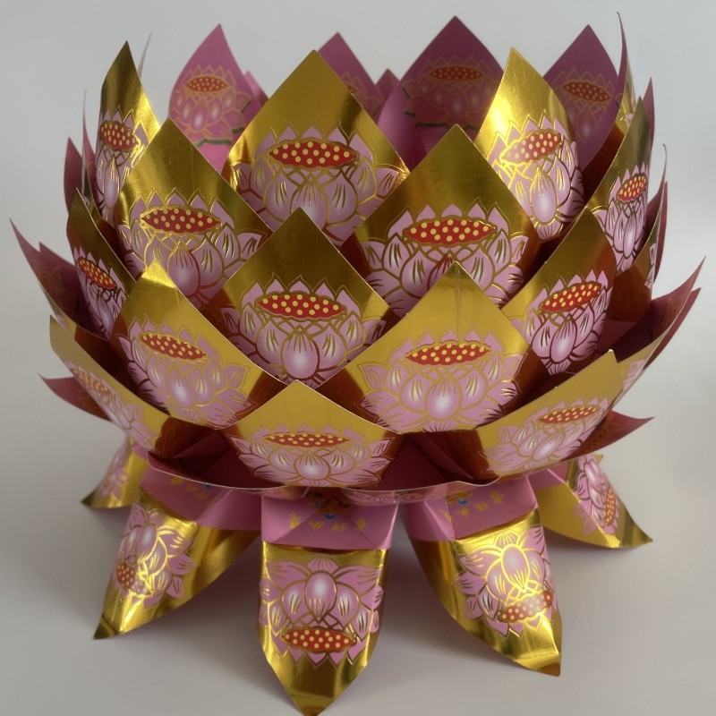 手工成品莲花精品硬卡纸折纸半成品莲花金纸花金折纸工艺品彩纸