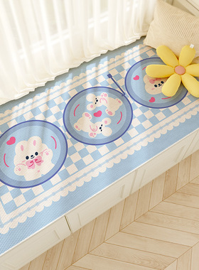 蓝色夏天飘窗垫窗台垫可擦洗夏季飘窗垫凉席飘窗垫冰丝夏天阳台垫