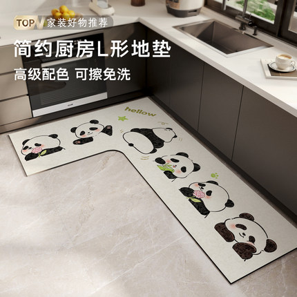 2026新款l型厨房地垫厨房地毯垫防水防油免清洗7字型硅藻泥吸水垫