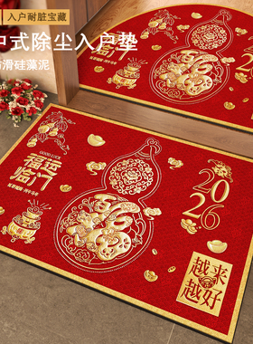 2026新款红色门垫进门入户门脚垫可擦洗马年地垫硅藻泥耐脏地毯垫