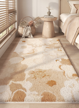 中古风地毯卧室高级感原木风床边地毯卧室脚垫加厚毛绒地垫床边毯