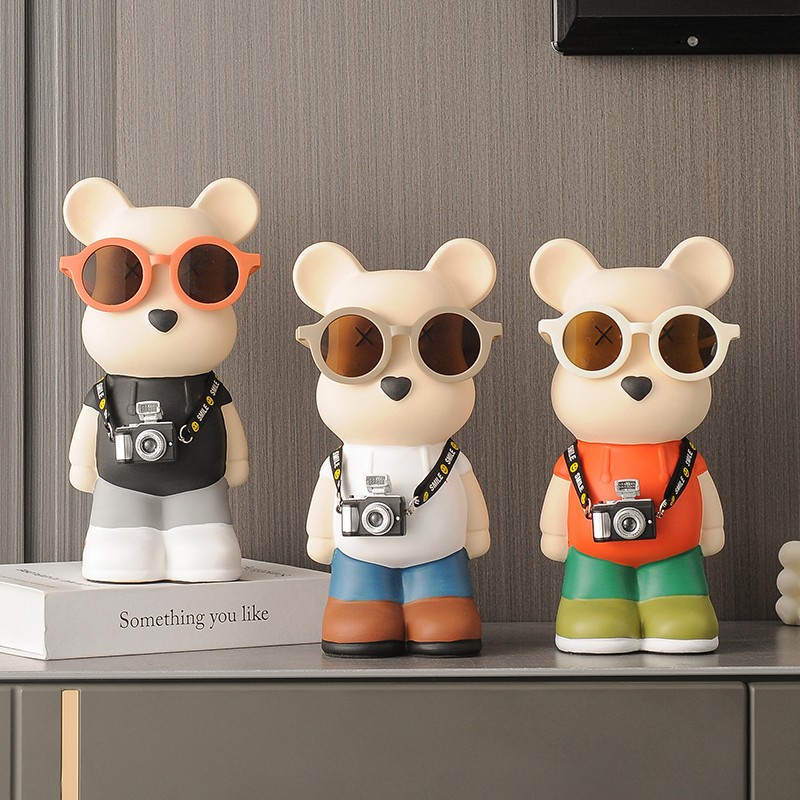 卡通创意现代暴力熊存钱罐客厅网红装饰品简约家居电视柜陶瓷摆件