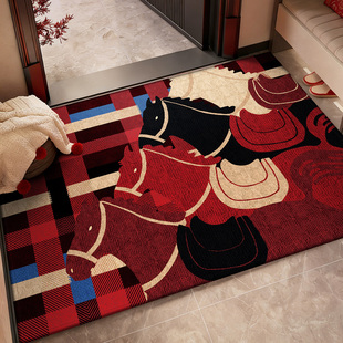 红色入户门地垫新年喜庆室外免洗可擦脚垫好打理进门口加厚防滑垫