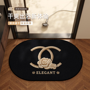 仿亚麻编织浴室地垫吸水速干脚垫轻奢高级卫生间门口防滑防摔垫子