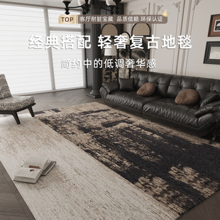 客厅地毯中古风沙发茶几防滑耐脏地垫卧室免洗可擦脚垫大面积满铺