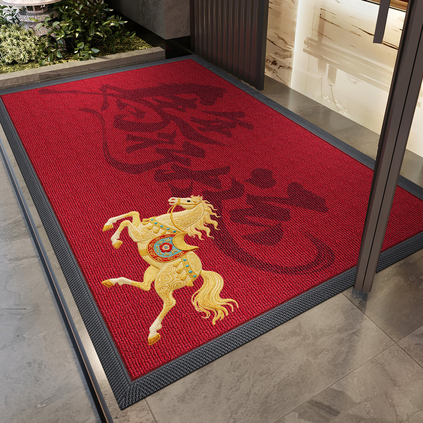 入户门地垫马年喜庆玄关室外耐脏免洗脚垫高级感进门门口防滑地毯