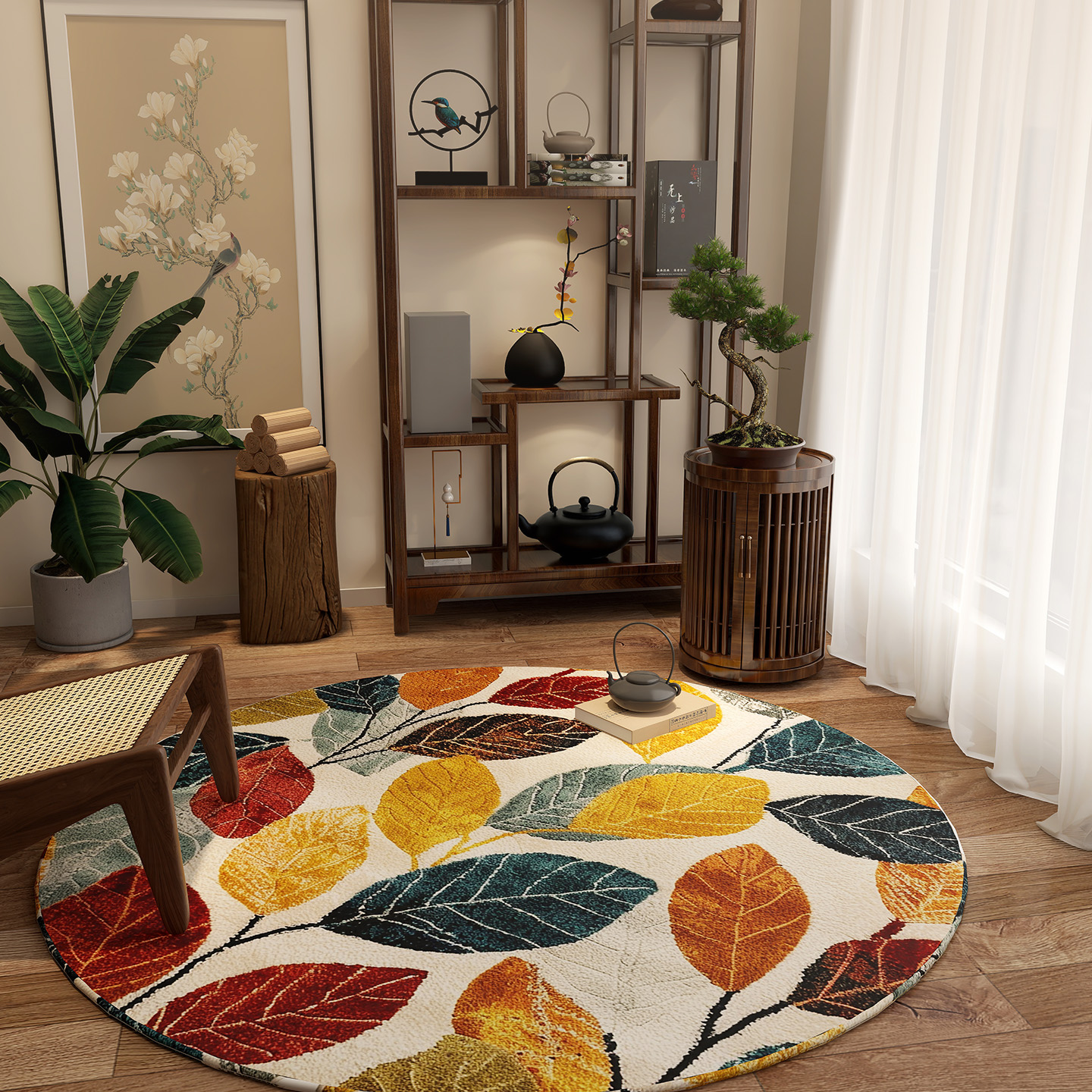 圆形地毯客厅2025新款书房沙发地垫电脑转椅垫免洗可擦卧室床边毯