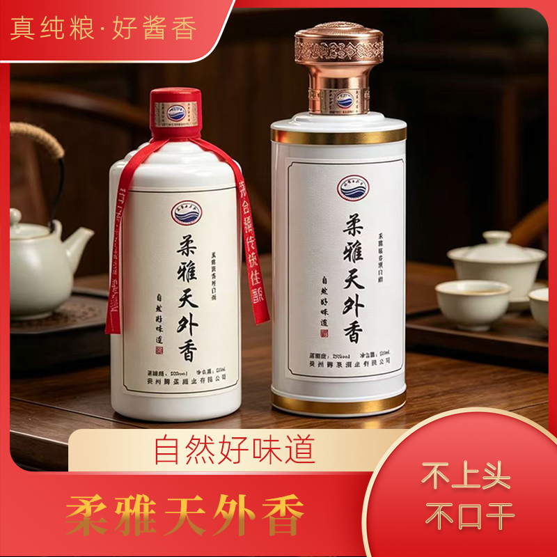 【赠一瓶500mL正装试喝】柔雅天外香53度酱香型白酒纯粮不上头