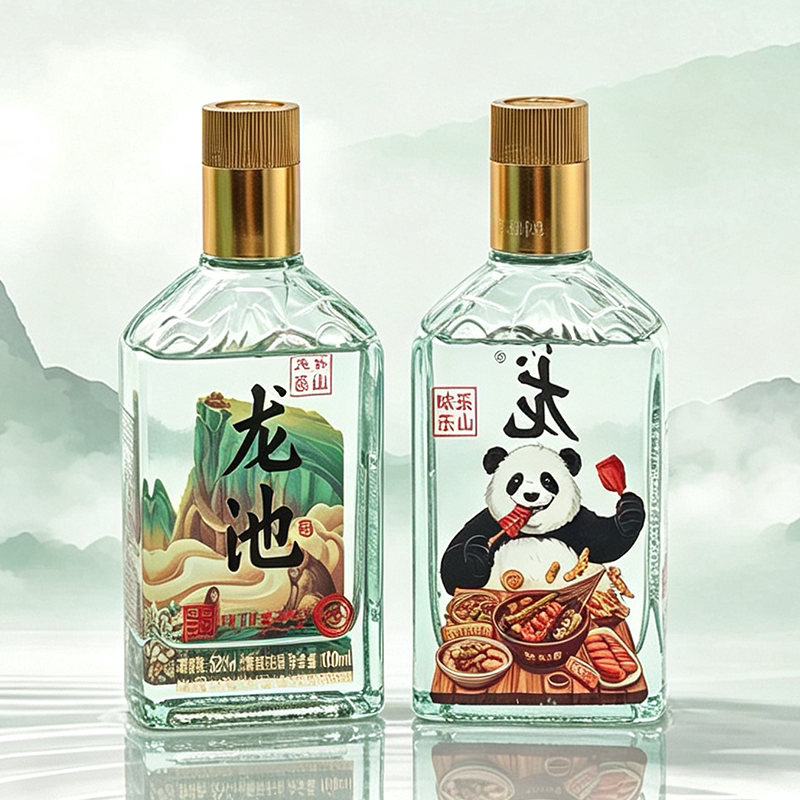 龙池峨眉山/熊猫印花白酒100ml小瓶装礼盒送礼自饮个性简潮风