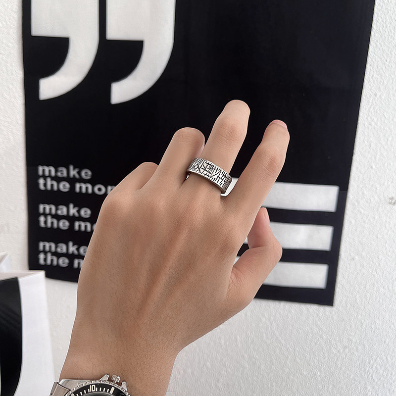 复古裂痕戒指男ins轻奢小众设计