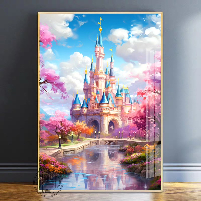 钻石画满钻梦幻迪斯尼城堡粘钻画