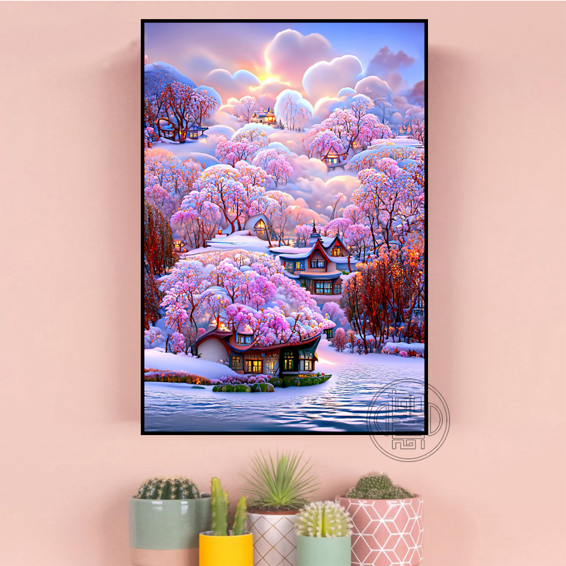 钻石画满钻唯美风景小屋