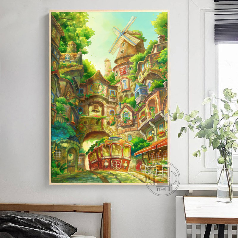 钻石画满钻卡通小屋手工粘钻画