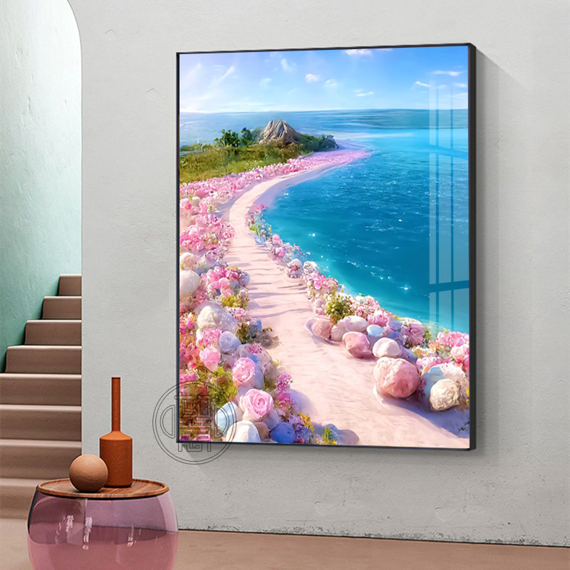 钻石画满钻玫瑰海岸粘钻画