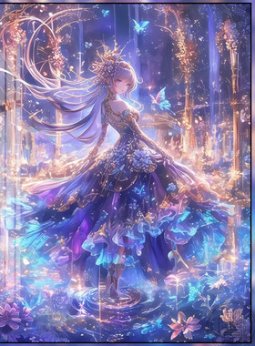 卡通少女钻石画2025新款高难度女孩子卧室手工diy贴钻画带框方钻