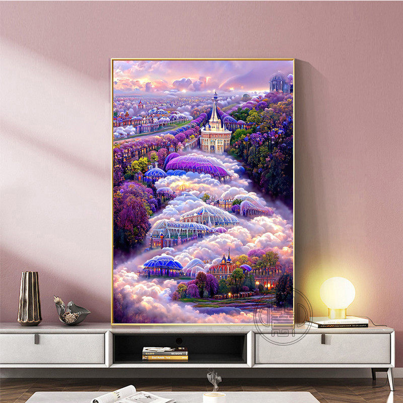钻石画满钻梦幻花园城堡风景