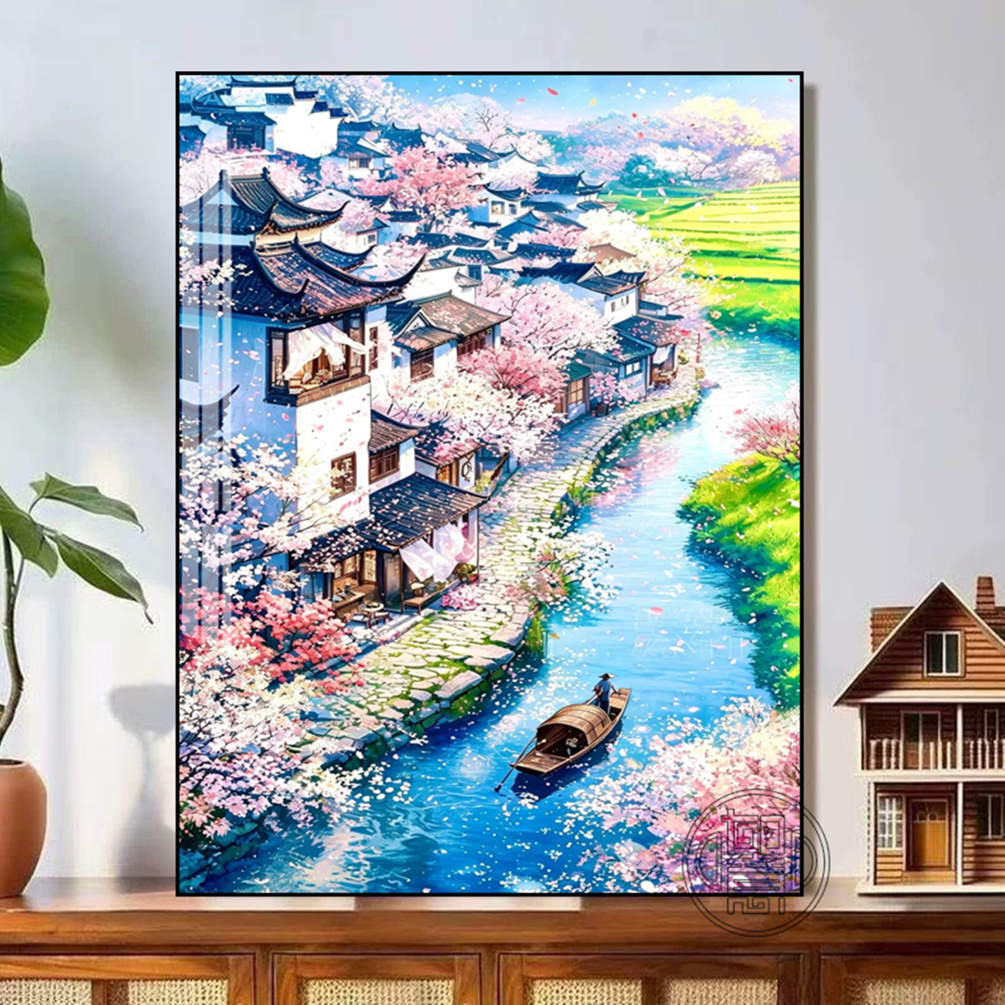 江南风景钻石画满钻新款高颜值点钻画带框方钻手工钻石贴画大尺寸