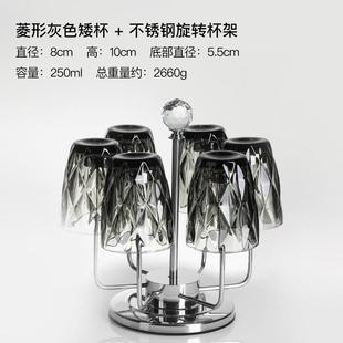 蓝色杯子加厚凉水杯 彩色玻璃杯水晶玻璃水杯客厅家用待客茶杯套装