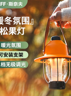 户外露营灯照明复古超长续航帐篷氛围灯多功能充电手提松果野营灯
