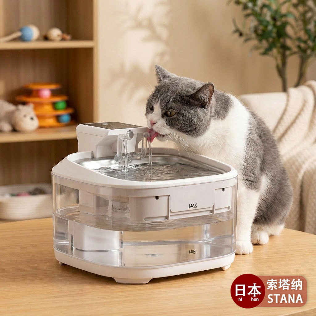 日本进口3.2L无线猫咪饮水机充电不插电循环流水宠物自动狗喝水器
