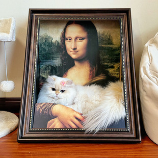 蒙娜丽莎猫窝四季猫抓板一体封闭式安全感通用画框油画名画猫窝