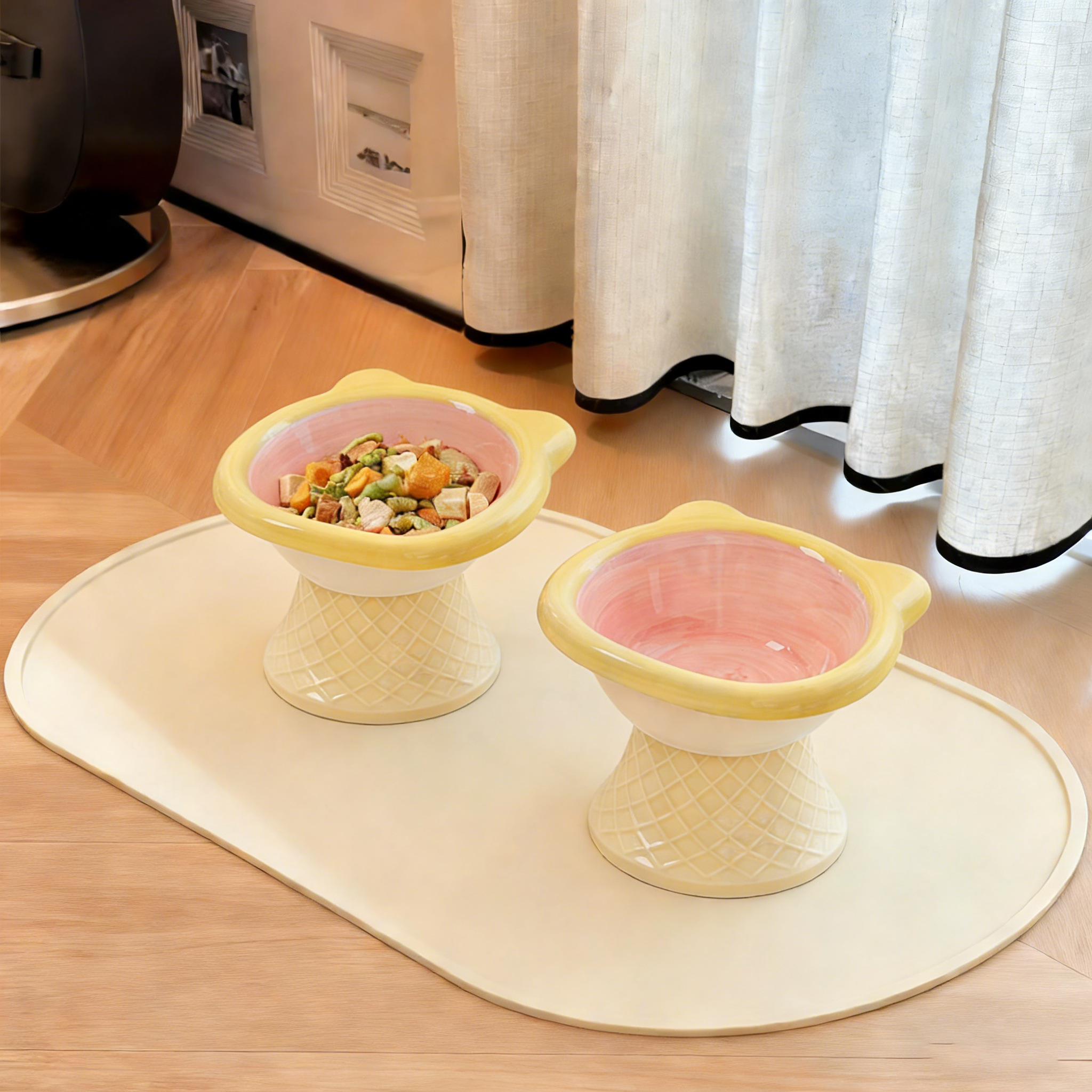 可爱猫碗陶瓷猫食盆高脚护颈防打翻猫咪水碗狗碗狗盆宠物慢食碗,宠物/宠物食品及用品,猫狗碗/慢食碗,淘宝优惠券,粉丝福利购,淘宝优惠卷