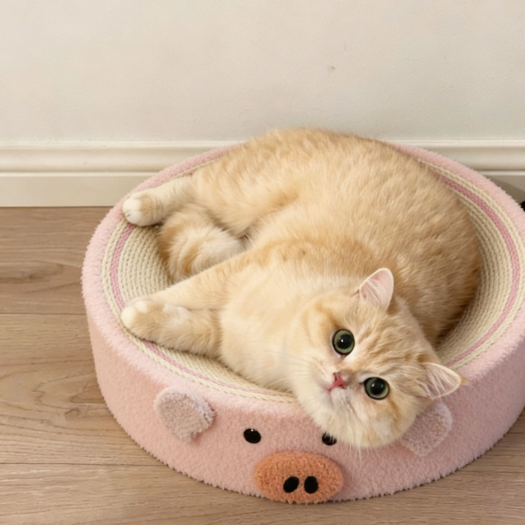 可爱卡通剑麻猫抓板猫窝一体耐抓耐磨不掉屑四季通用猫床猫咪玩具