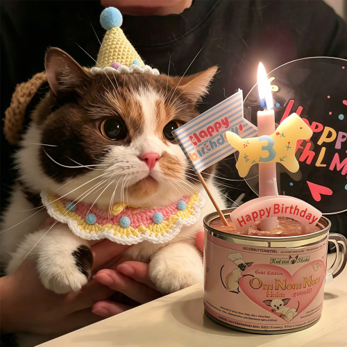 生日氛围感装扮！宠物帽子口水巾