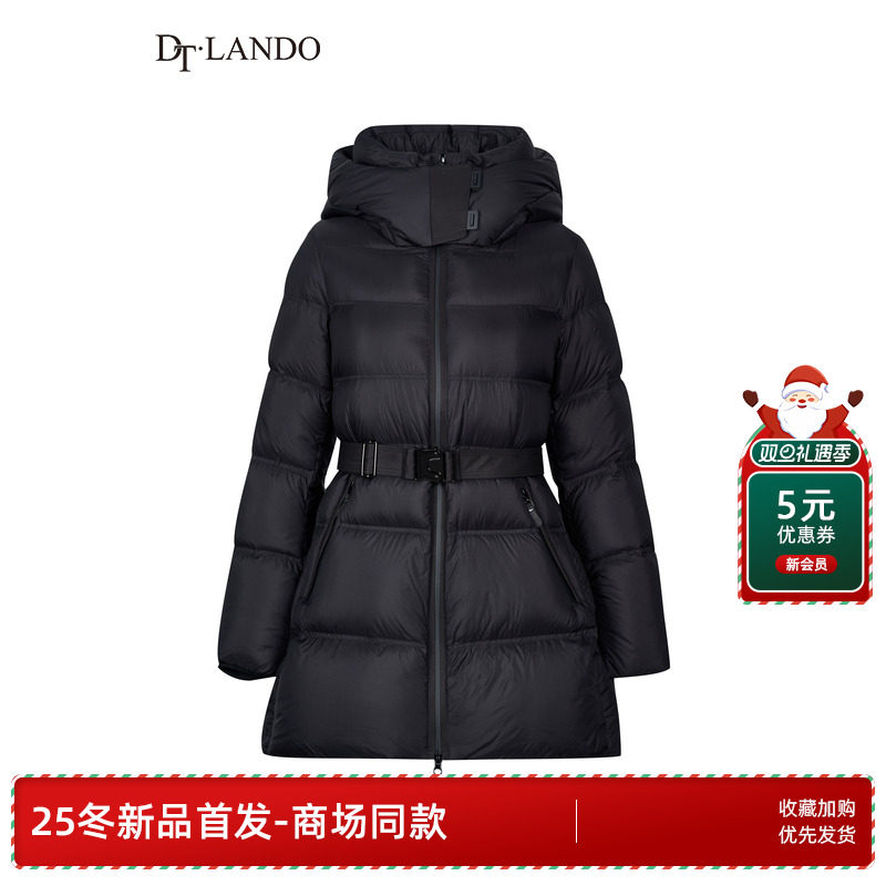 DTLANDO/商场同款25冬新品女装气质百搭连帽中长款羽绒服外套