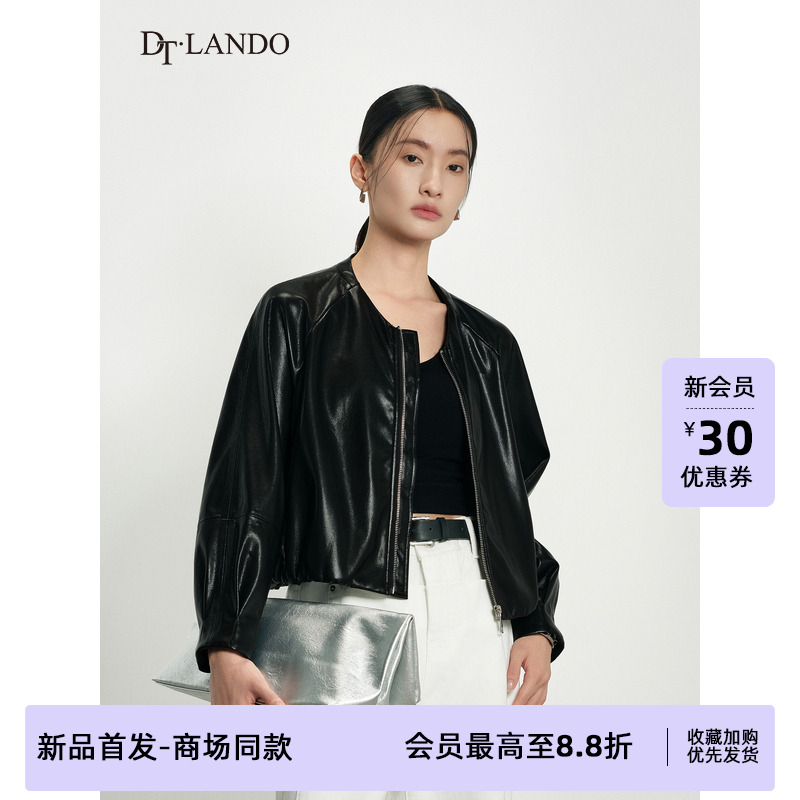 DTLANDO/商场同款25秋新品女装时尚百搭显瘦短款皮革外套