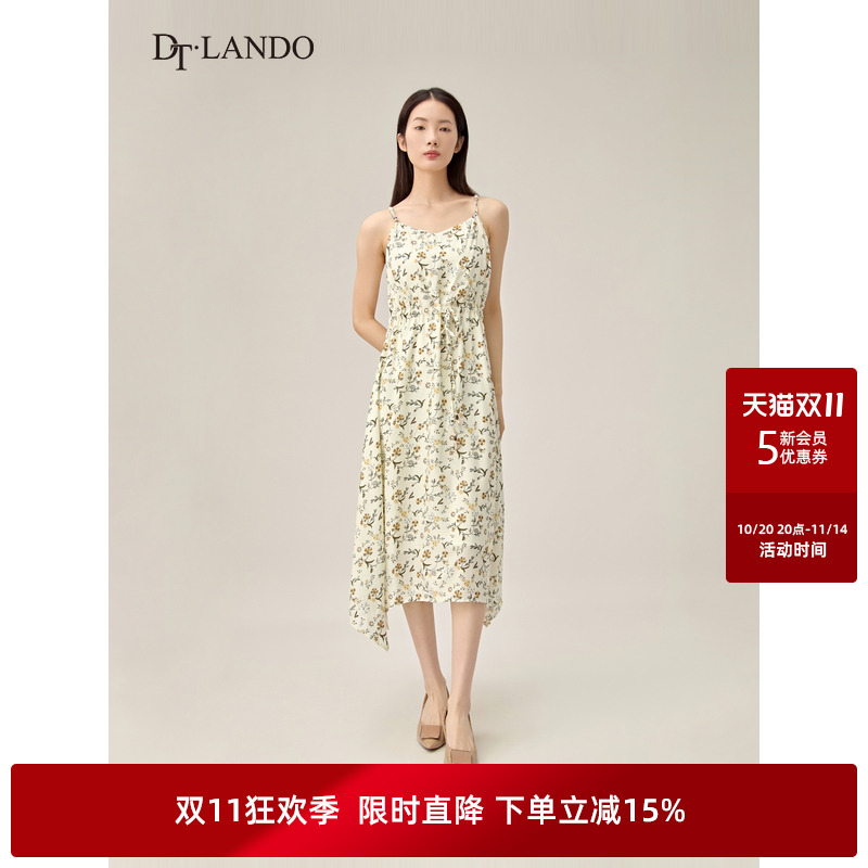 DTLANDO商场同款秋季度假风女装吊带连衣裙收腰显瘦长裙子