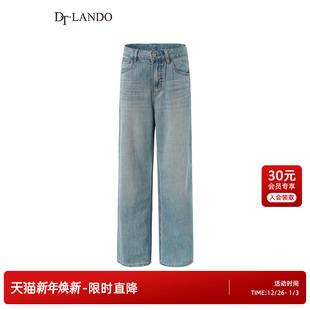 商场同款 型水洗牛仔阔腿裤 25夏新品 小众直筒宽松版 女装 DTLANDO