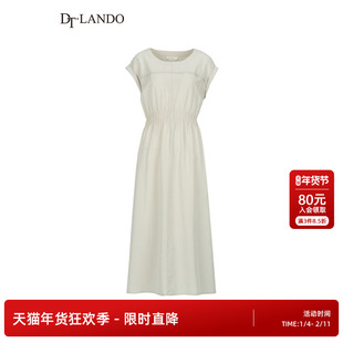 DTLANDO/商场同款25新品女装简约圆领小飞袖中长款收腰连衣裙