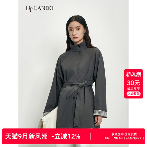 DTLANDO/商场同款春秋新款女装时尚显瘦气质中长款风衣外套
