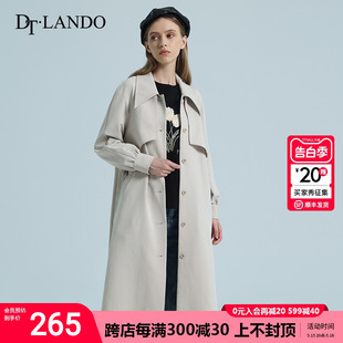 百搭经典 DTLANDO秋冬新品 复古英伦风时尚 翻领长款 女装 风衣外套