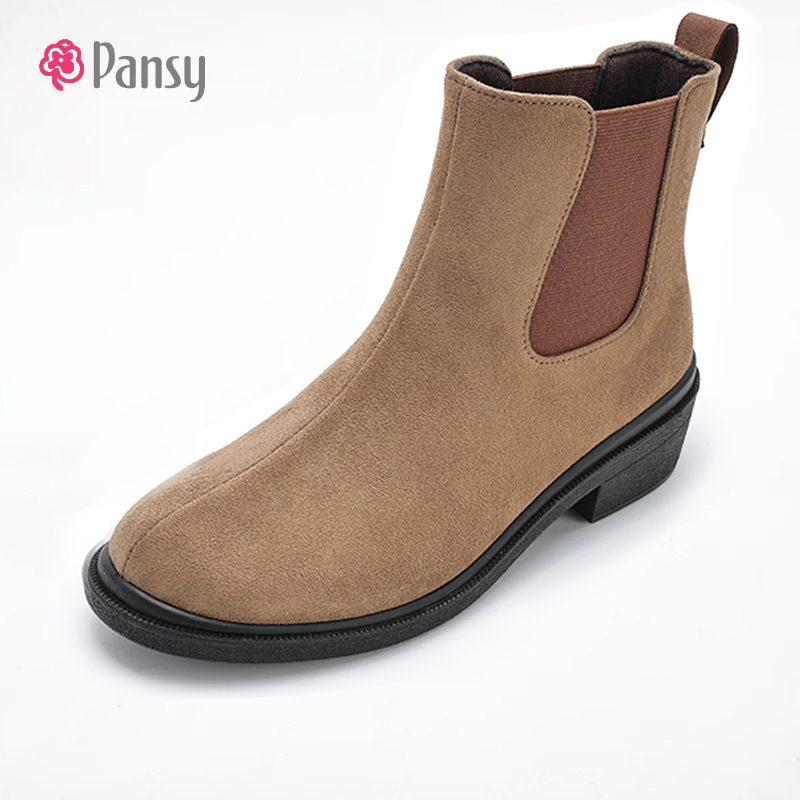 Pansy短筒粗跟切尔西短靴