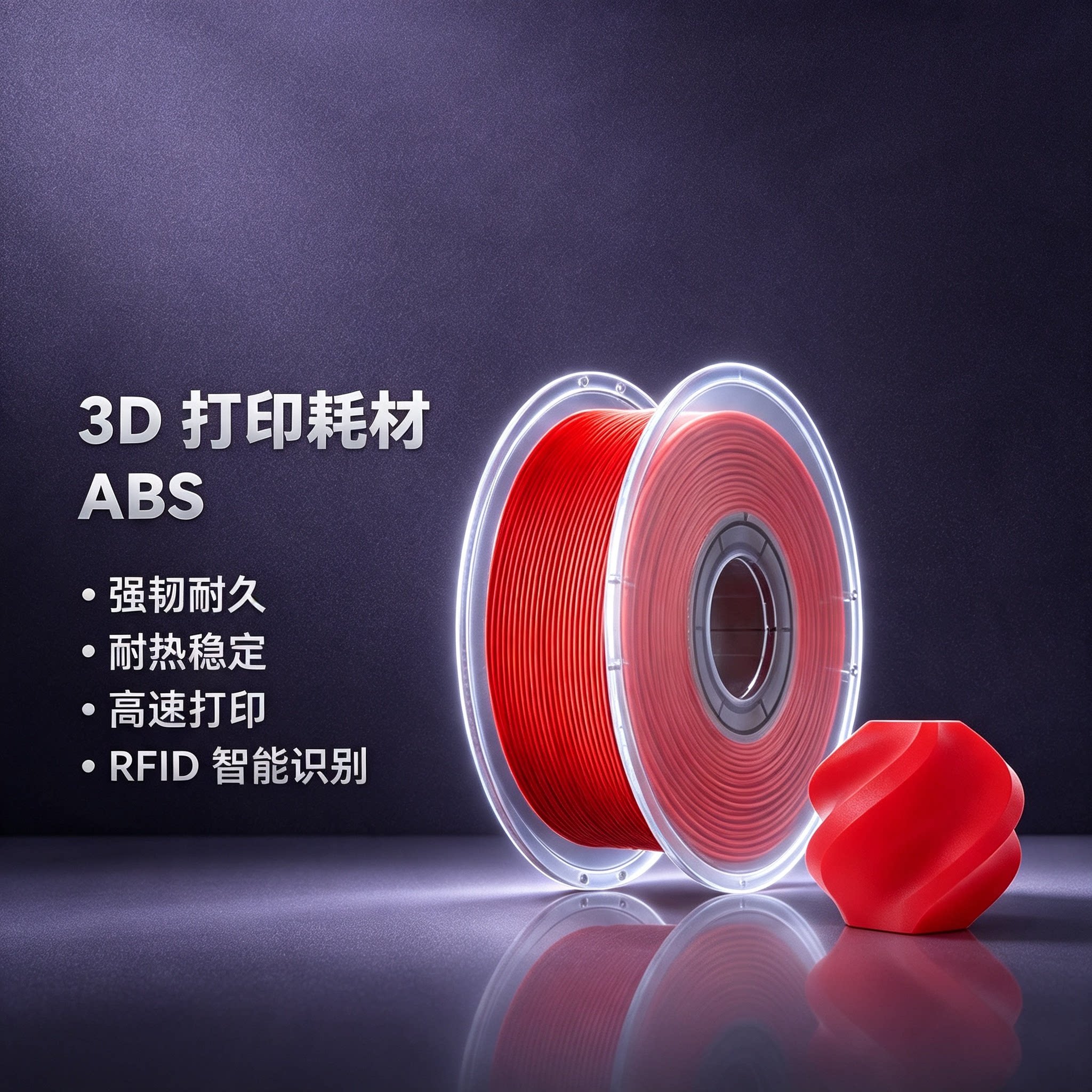 拓竹ABS 3D打印耗材 超低气味高韧性耐热稳定 RFID智能参数识别图片