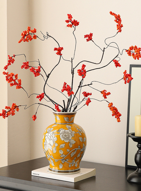 红果发财果服装店铺橱窗喜庆氛围布置装饰陶瓷花瓶摆件高级感小众