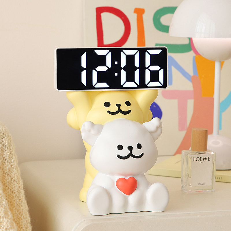 线条小狗电子时钟桌面摆件表摆台式时间显示器闹钟摆放式生日礼物,家居饰品,台钟/闹钟,淘宝优惠券,粉丝福利购,淘宝优惠卷