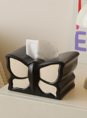 纸巾盒客厅高档轻奢纸抽盒可爱抽纸盒家用摆件创意餐巾纸盒高级感