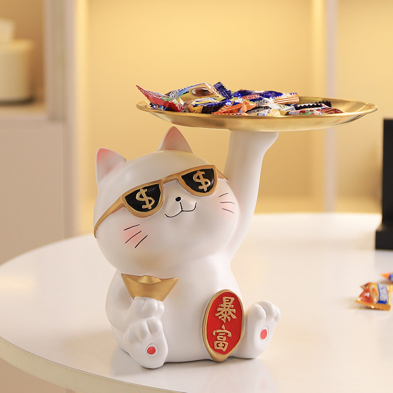 招财猫装放糖果盘前台接待零食水果托盘摆件轻奢高档客厅茶几家用,家居饰品,果盘/果篓,淘宝优惠券,粉丝福利购,淘宝优惠卷