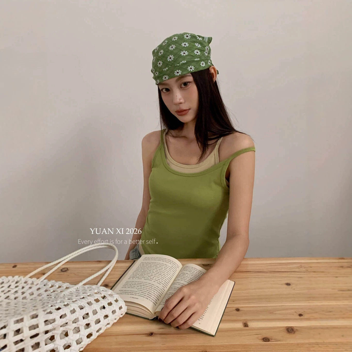 元熙-2026夏季韩系简约风撞色吊带背心+打底背心两件套装女267173